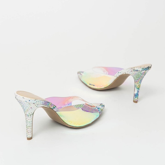 💘 LAST ONE 💘 Holographic Iridescent Snake Print Mules - Picture 6 of 7